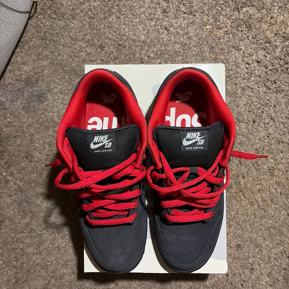 Nike Supreme SB Dunk Low Pro Black and Red